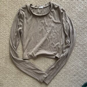 Garage Ribbed Long Sleeve Top in Brown